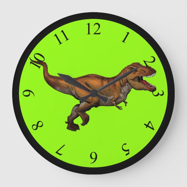 Reloj de pared para niños personalizados T-Rex (Anverso)