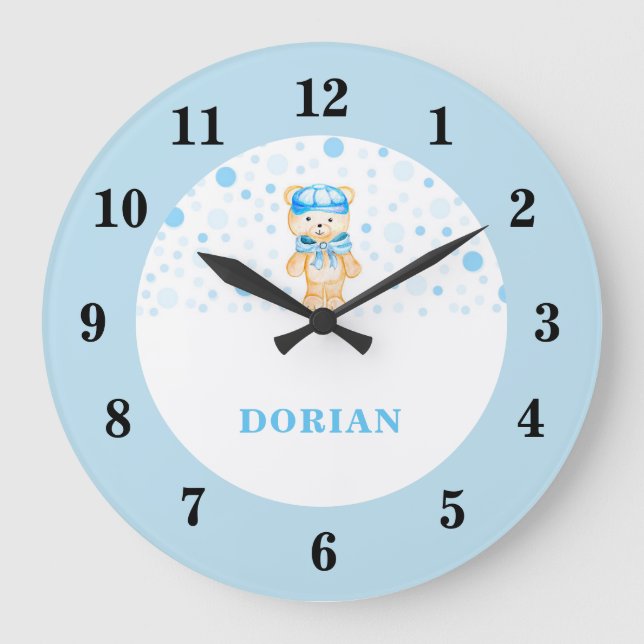 Reloj de pared para nursery Baby Boy Blue (Anverso)