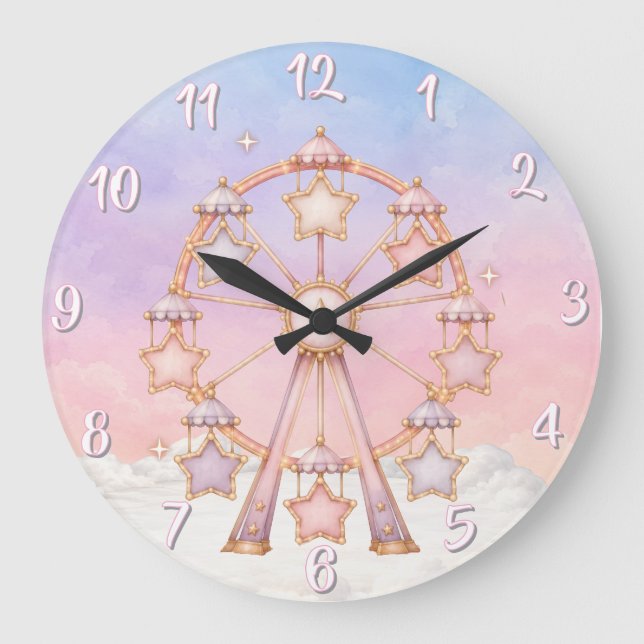 Reloj de pared para nursery Circo Pastel (Anverso)