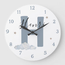 Reloj de pared para nursery con inicial y nombre d