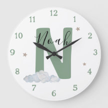 Reloj de pared para nursery con inicial y nombre d