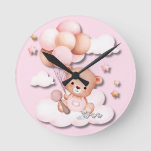 Reloj de pared para nursery de osito de peluche ro