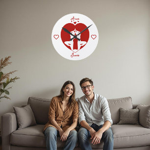 Reloj de pared para parejas de yoga romántico pers