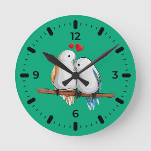 Reloj de pared para parejas románticas de pájaros