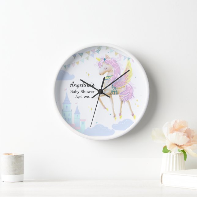Reloj de pared para una ducha de bebé con unicorni (Hogar)