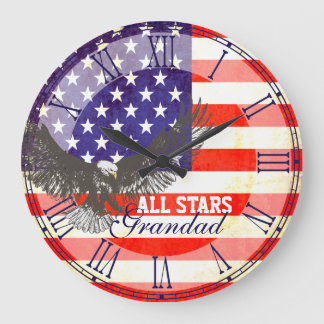 Reloj de pared patriótico del grandad del águila