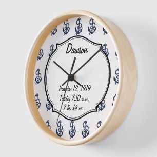 Reloj De Pared Patrón de ancla de marina náutica