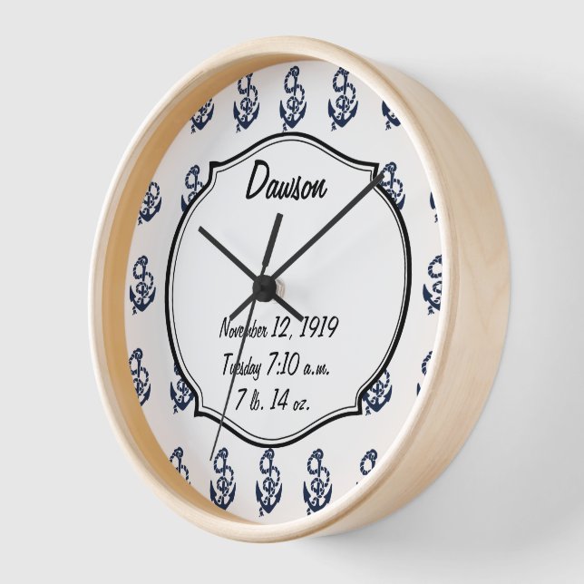 Reloj De Pared Patrón de ancla de marina náutica (Ángulo)