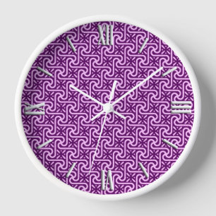 Reloj De Pared patrón de baldosas egipcio, amatista y orquídea