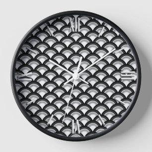 Reloj De Pared Patrón de onda Art Deco - negro y blanco