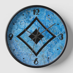 Reloj De Pared Patrón de Piedra Gem, granito azul y ónix negro