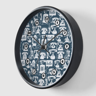 Reloj De Pared Patrón de teléfono negro retro
