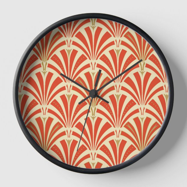 Reloj De Pared Patrón de ventilador Art Deco - naranja de mandari