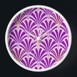 Reloj De Pared Patrón de ventilador Art Deco - púrpura y orquídea<br><div class="desc">Reproducción digital de un papel de pared clásico,  Art Deco,  patrón de ventilador - amatista púrpura en orquídea ligera,  adornado con oro</div>