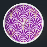 Reloj De Pared Patrón de ventilador Art Deco - púrpura y orquídea<br><div class="desc">Reproducción digital de un papel de pared clásico,  Art Deco,  patrón de ventilador - amatista púrpura en orquídea ligera,  adornado con oro</div>