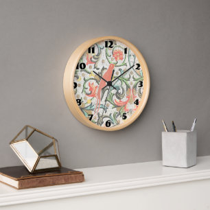 Reloj De Pared Patrón floral vintage Peach Love Bird Clock