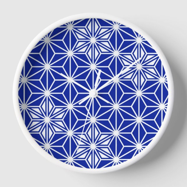 Reloj De Pared Patrón japonés Asanoha - azul cobalto (Anverso)