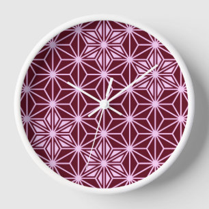 Reloj De Pared Patrón japonés Asanoha - burdeos