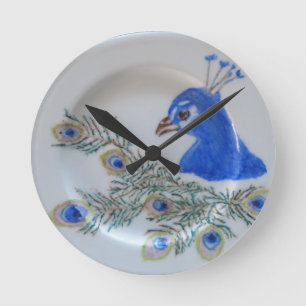 Reloj de pared pavo real pintado a mano