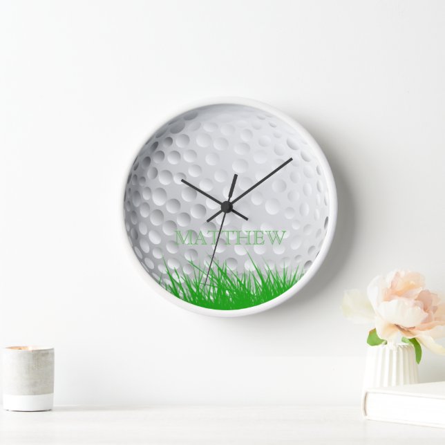 Reloj De Pared Pelota de golf personalizada en hierba (Hogar)