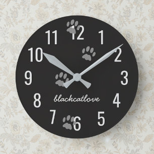 Reloj de pared personalizado con huellas de gato n
