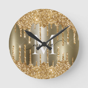 Reloj de pared personalizado con monograma de gota