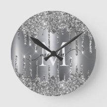 Reloj de pared personalizado con monograma de gota