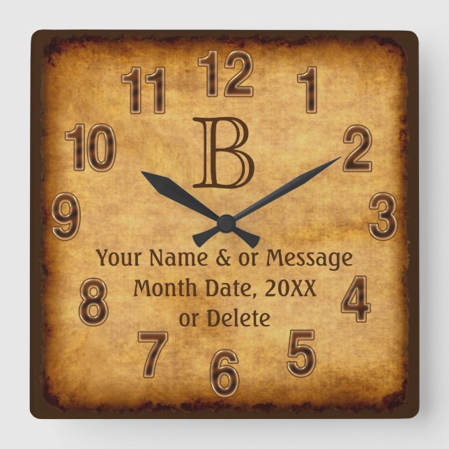 Reloj de pared personalizado con monograma de pape (Anverso)