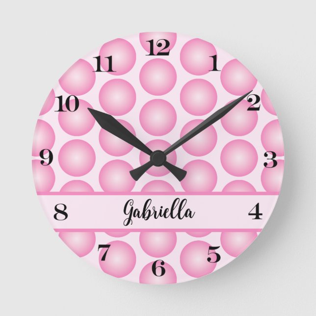 Reloj de pared personalizado con nombre de guión d (Anverso)