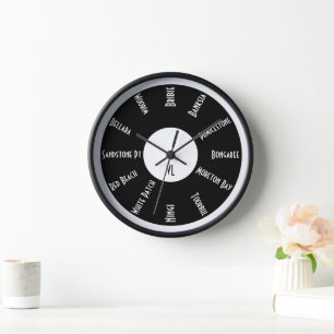 Reloj de pared personalizado con nombres de lugar