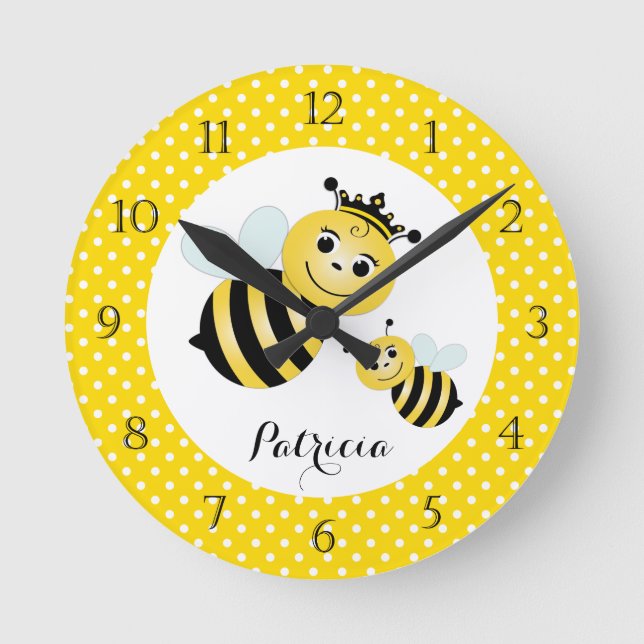 Reloj de pared personalizado de abeja reina (Anverso)