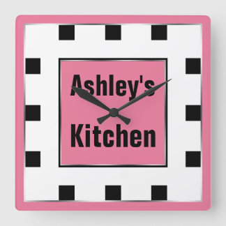 Reloj de pared personalizado de bloque rosa