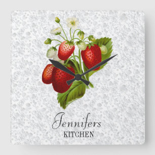 Reloj de pared personalizado de cocina con fresas