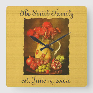 Reloj de pared personalizado de frutas y flores vi