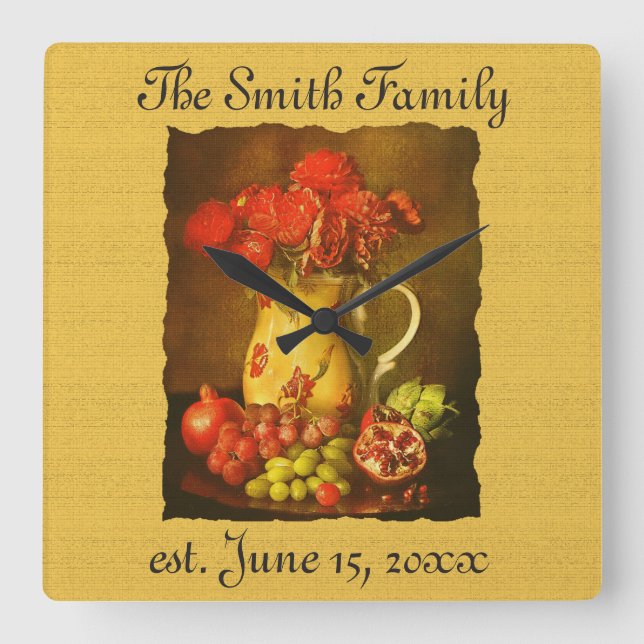 Reloj de pared personalizado de frutas y flores vi (Anverso)