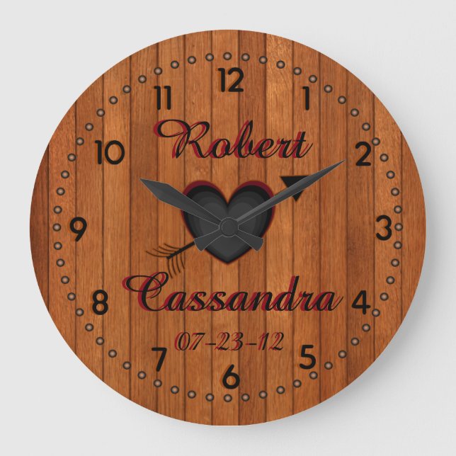 Reloj de pared personalizado de la Falso-Madera (Anverso)