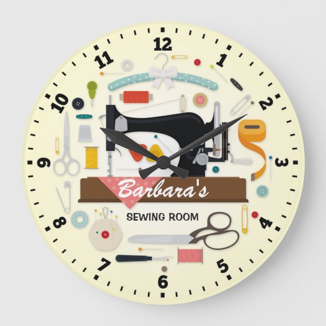 Reloj de pared personalizado de la máquina de cose (Anverso)