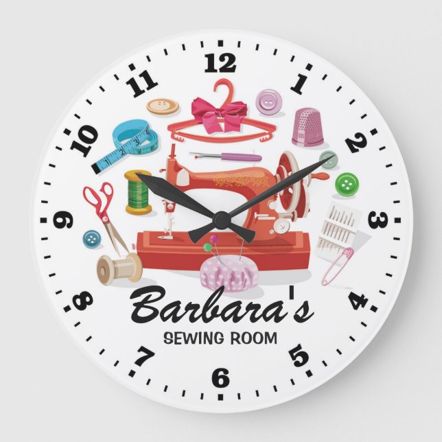 Reloj de pared personalizado de la máquina de cose (Anverso)