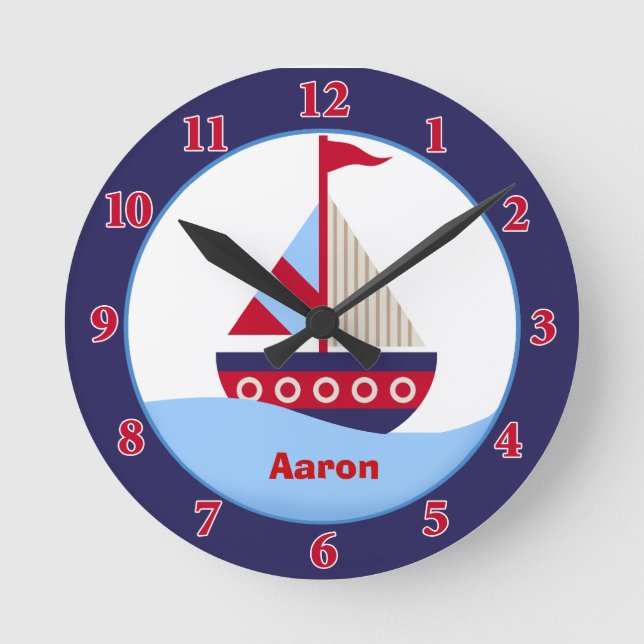 Reloj de pared personalizado de la pequeña velera  (Anverso)