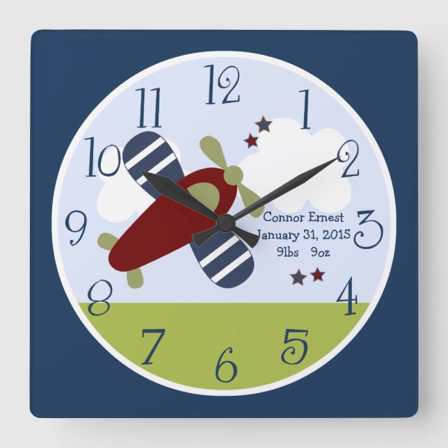 Reloj de pared personalizado de la plaza del avión (Anverso)