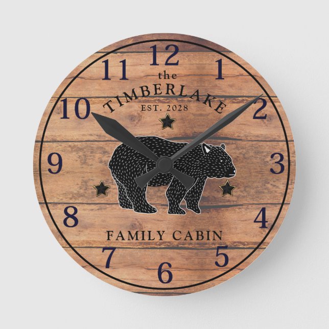 Reloj de pared personalizado de madera rústica de  (Anverso)