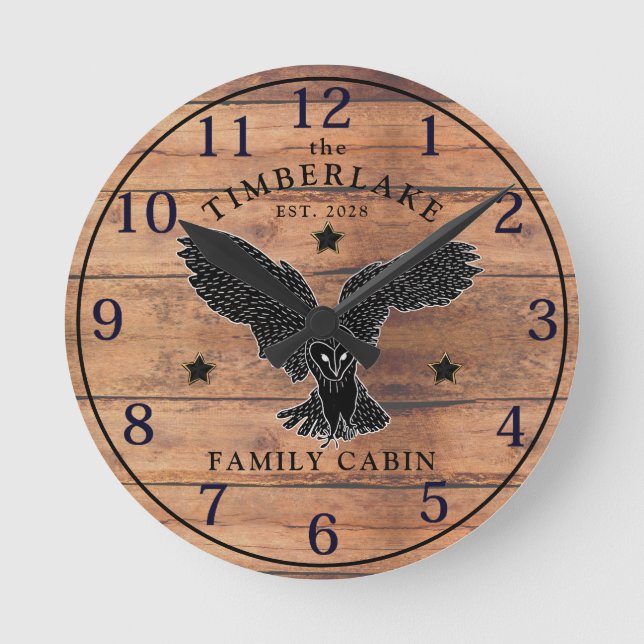 Reloj de pared personalizado de madera rústica de  (Anverso)