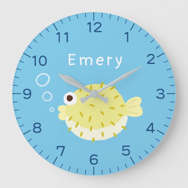 Reloj de pared personalizado de pez globo lindo pa (Anverso)