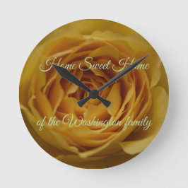 Reloj de pared personalizado de rosa amarilla
