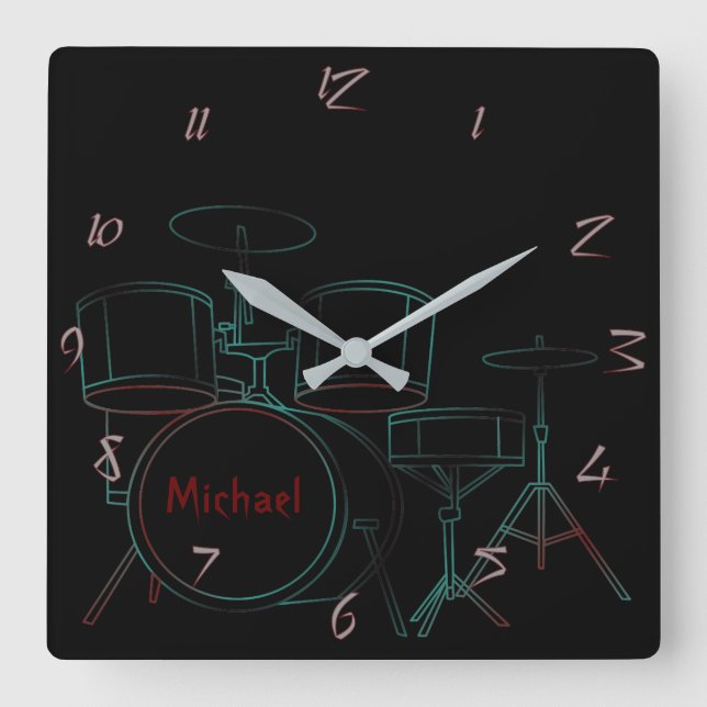 Reloj de pared personalizado de tambores (Anverso)