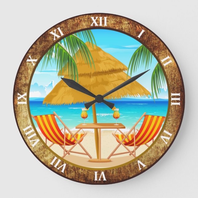 Reloj de pared Personalizado de vacaciones tropica (Anverso)