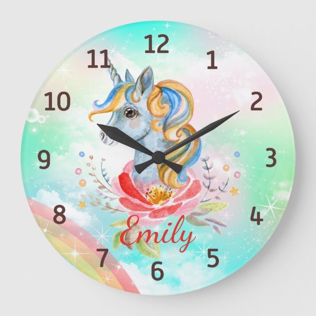 Reloj de pared personalizado del arcoiris de unico (Anverso)