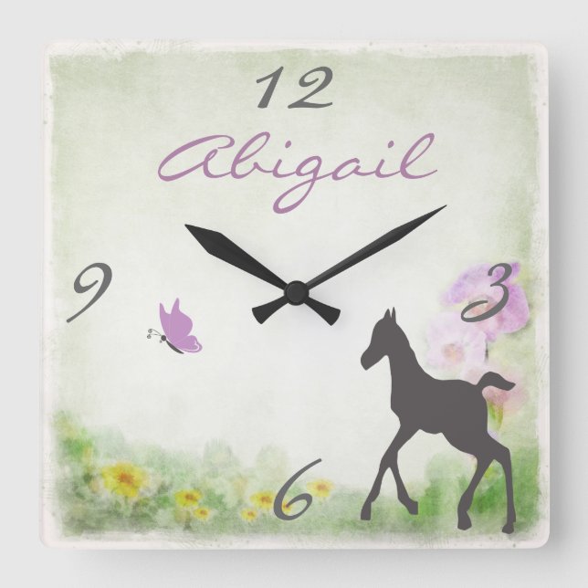 Reloj de pared personalizado del caballo del potro (Anverso)