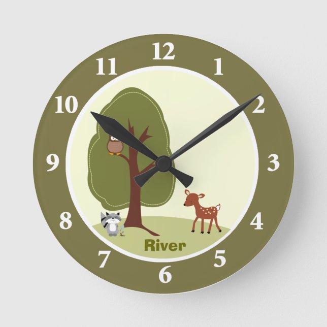 Reloj de pared personalizado del ciervo de Woodlan (Anverso)