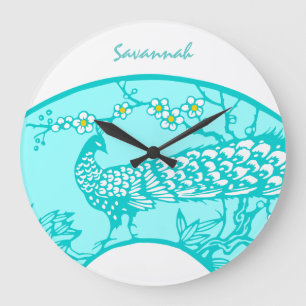 Reloj de pared personalizado del pavo real acuátic